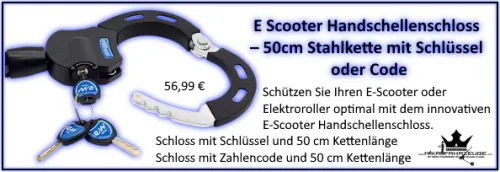 E Scooter Handschellenschloss – 50cm Stahlkette mit Schlüssel oder Code