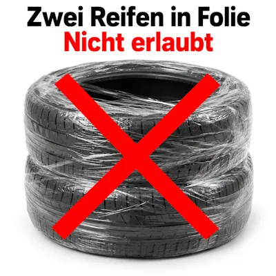 Beispiel für eine ungeeignete Reifenverpackung